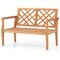 Natural Wooden Outdoor Garden Bench with Comfy Armrests and Backrest Suitable for 2-Person